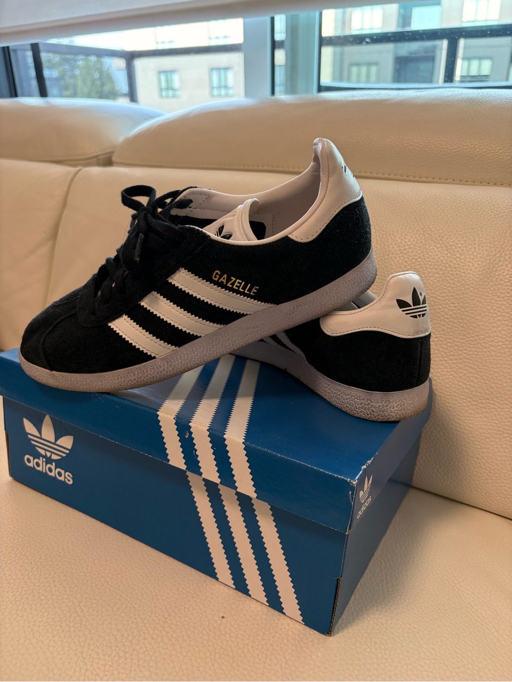 adidas Gazelle Black and White Suede Sneakers